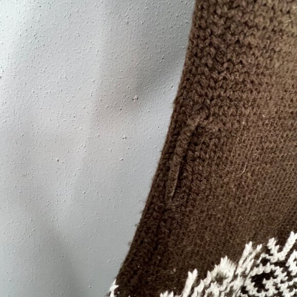 Vintage Y2K Wet Seal Cardigan Duster Sweater M Brown Long Nordic Fair Isle - Picture 4 of 5